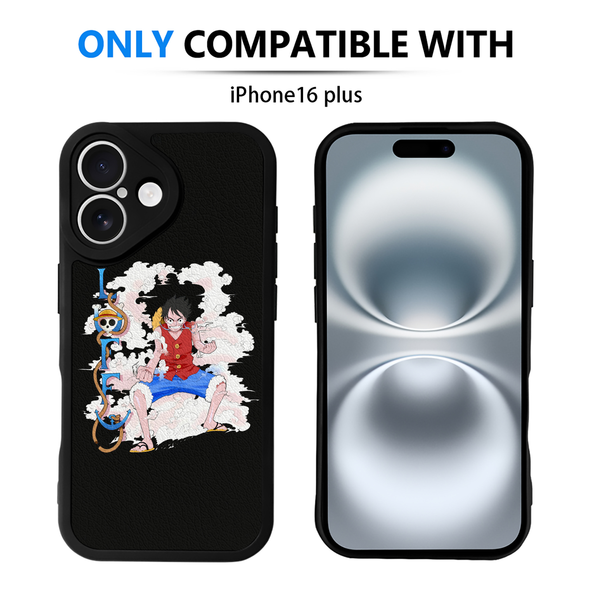 （画像用） ワンピース モンキー・D・ルフィ ONE PIECE Monkey D. Luffy 【iPhone 16シリーズ対応】シリコンスマホケース（レザー調） 材質：シリコン